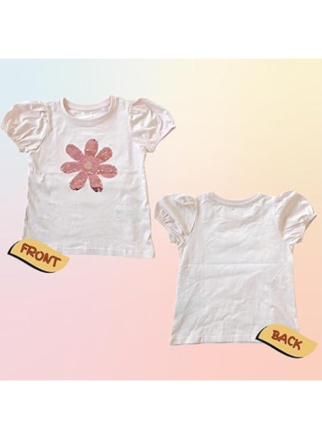 MINIIMODZ MINII MODZ Baby Girls Sequin Flower Top | Glitter Short Sleeve Shimmer Shirt | Baby Girls Dress Style Top - Image 2